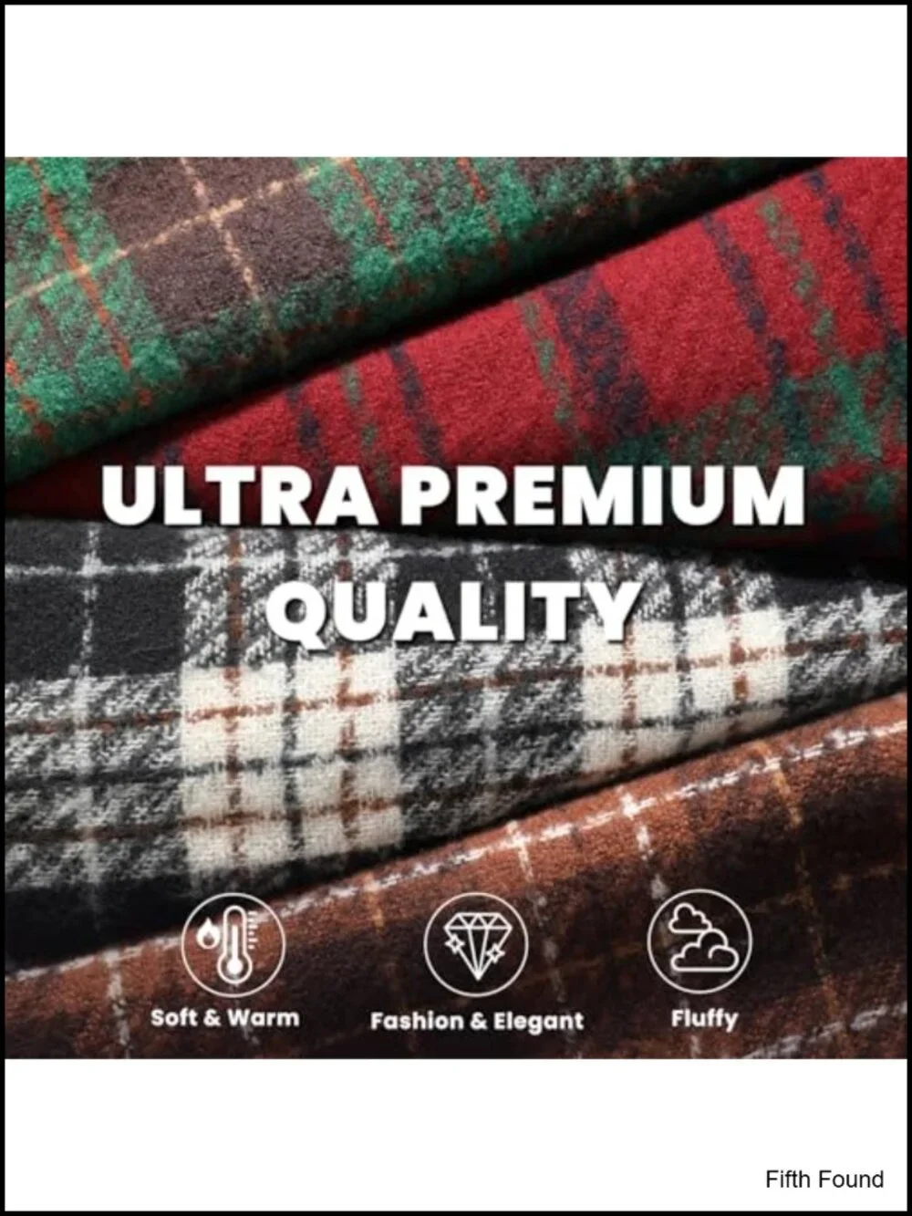 Winter Scarf Women Cashmere Feel Oversized Plaid Blanket Shawl Tassels